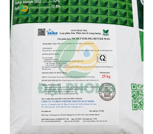 PHÂN BÓN BITTERMAG MAGNESIUM SULPHATE MgSO₄ 0-0-0+16MgO+32SO₃ - HAIFA - ISRAEL